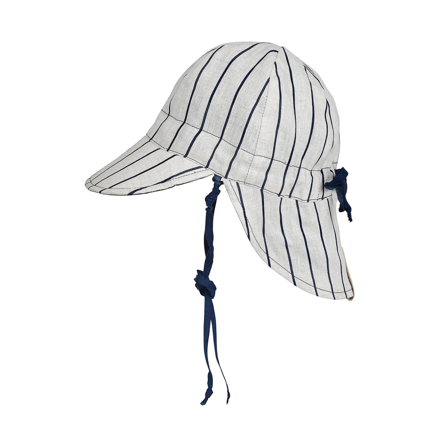 Baby 'Lounger' Flap Stripe Linen Reversible Sun Hat - Alex / Indigo