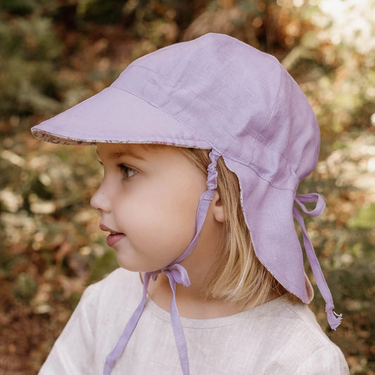 'Lounger' Flap Linen Reversible Sun Hat - Laura / Viola
