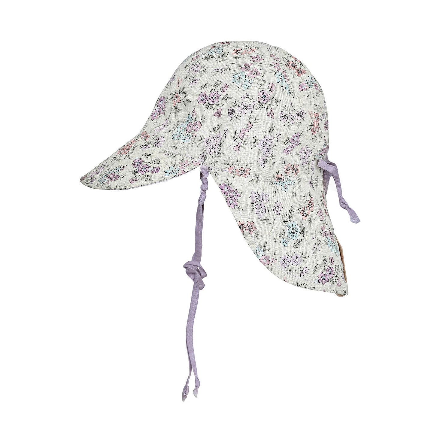 'Lounger' Flap Linen Reversible Sun Hat - Laura / Viola