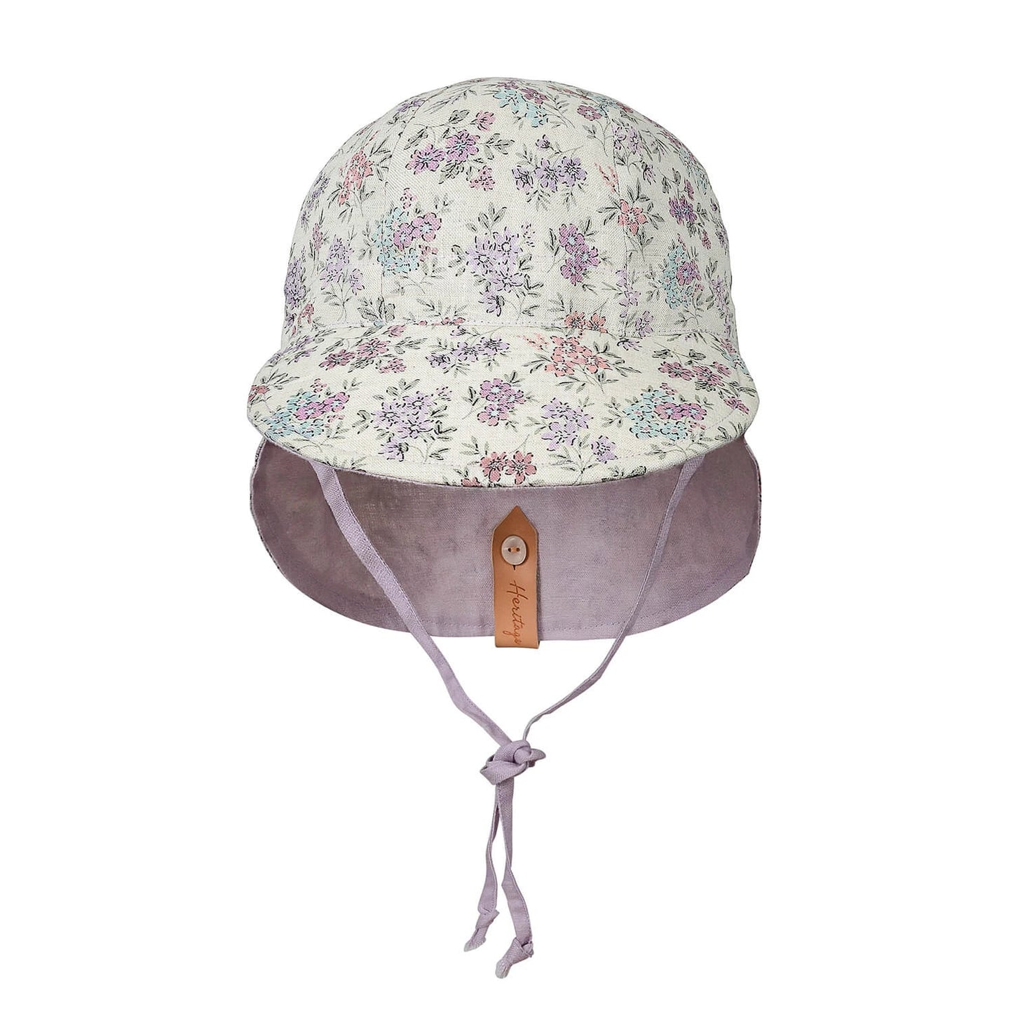 'Lounger' Flap Linen Reversible Sun Hat - Laura / Viola