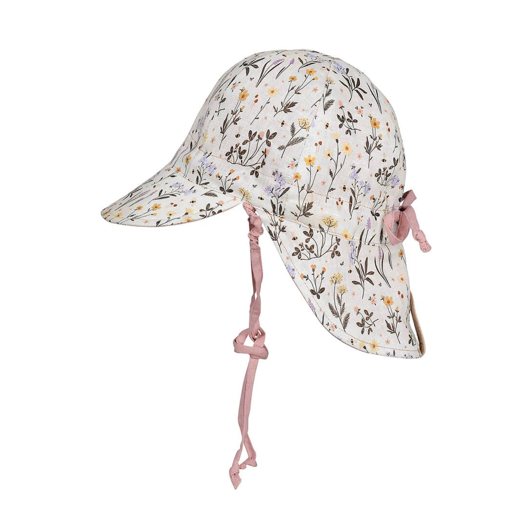 'Lounger' Flap Linen Reversible Sun Hat -Provence / Rosa