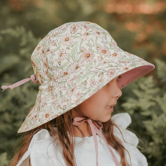 'Wanderer' Panelled Bucket Reversible Sun Hat Poppy / Rosa