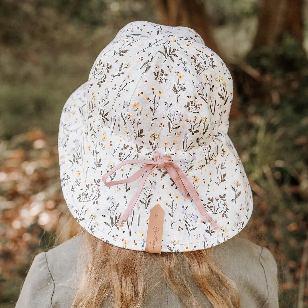'Wanderer' Panelled Bucket Reversible Linen Sun Hat Provence / Rosa