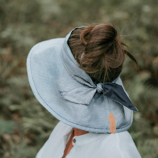 Adult 'Voyager' Linen Wide-Brimmed Reversible Summer Sun Hat Charlie / Indigo