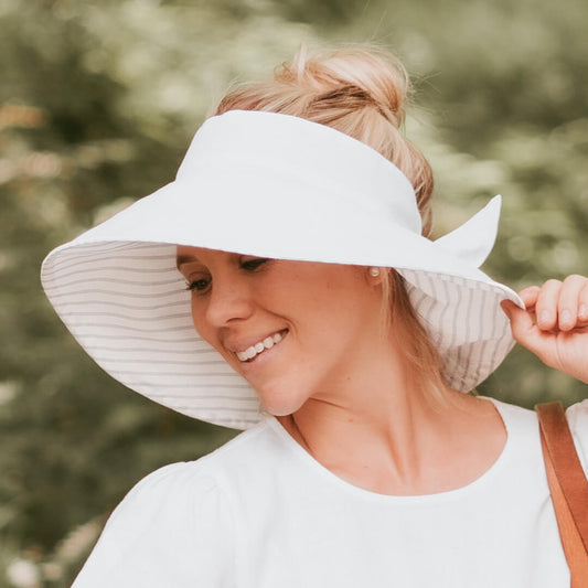 Adult 'Voyager' Linen Wide-Brimmed Reversible Summer Sun Hat Finley / Blanc
