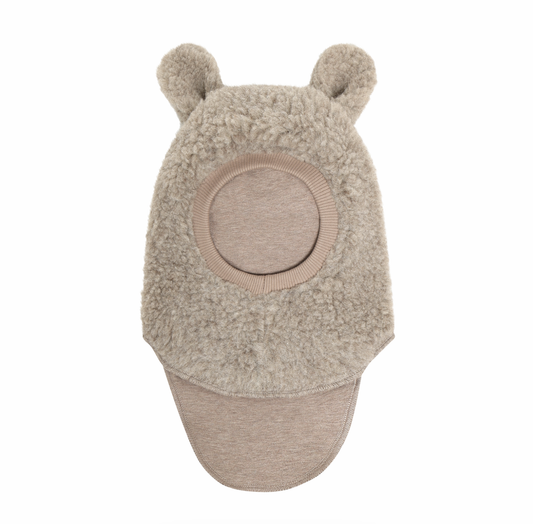 HUTTEliHUT Wool Teddy Bear Ears Balaclava Camel Melange