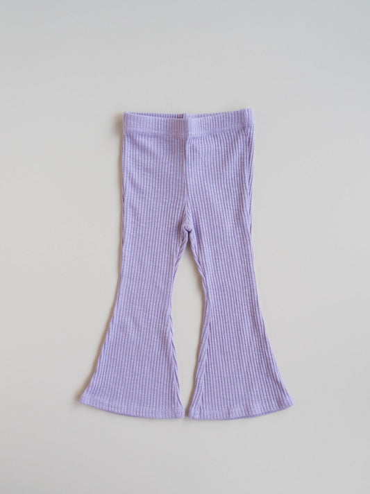 Modal Ribbed Flared Trousers Lilac