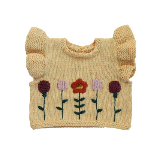 Maya Merino Wool Handmade Knit Vest Top Sunshine