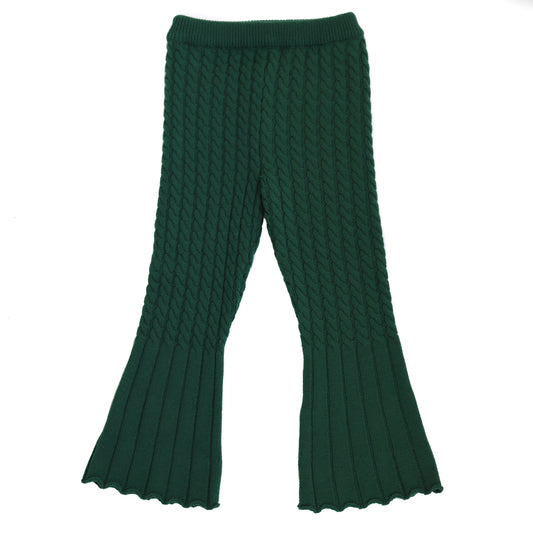 Vivia Handmade Merino Wool Knit Pants Green