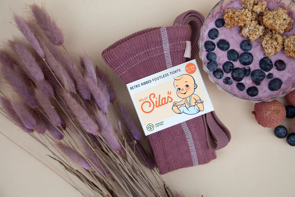 Footless Organic Cotton Tights Açaí Smoothie Purple