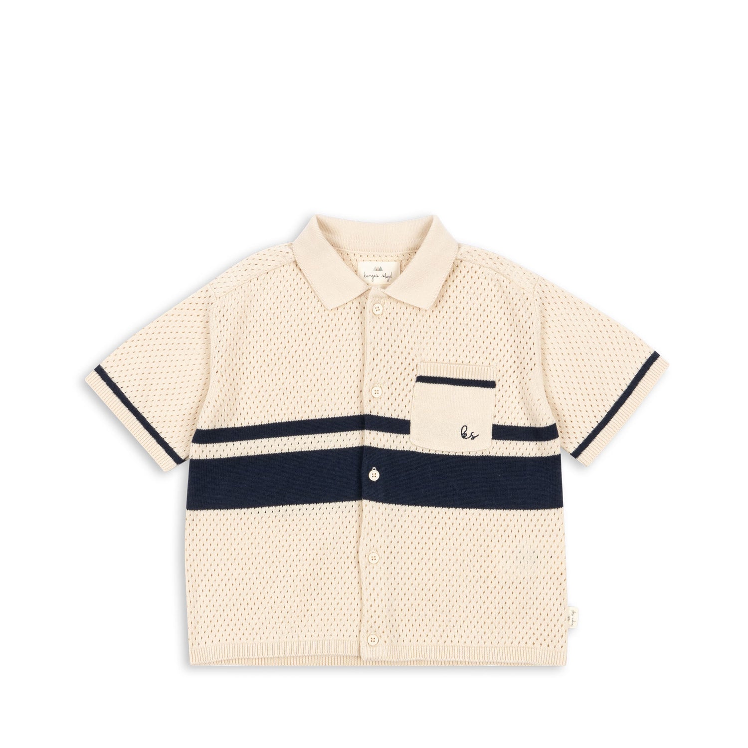HAI Knit Organic Cotton Short Sleeves Polo Shirt Blue Stripe-Konges Slojd  Canada-LITTLEMÓN