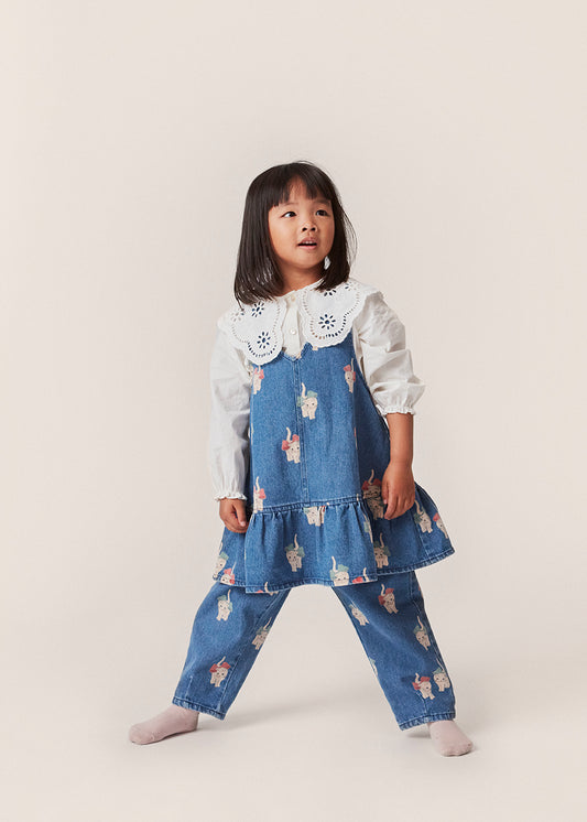 Magot Frill Denim Cotton Trousers Kitty Bow