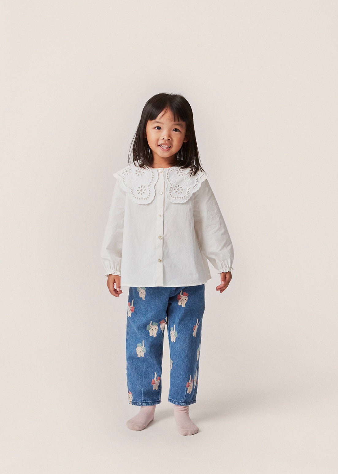 Magot Frill Denim Cotton Trousers Kitty Bow