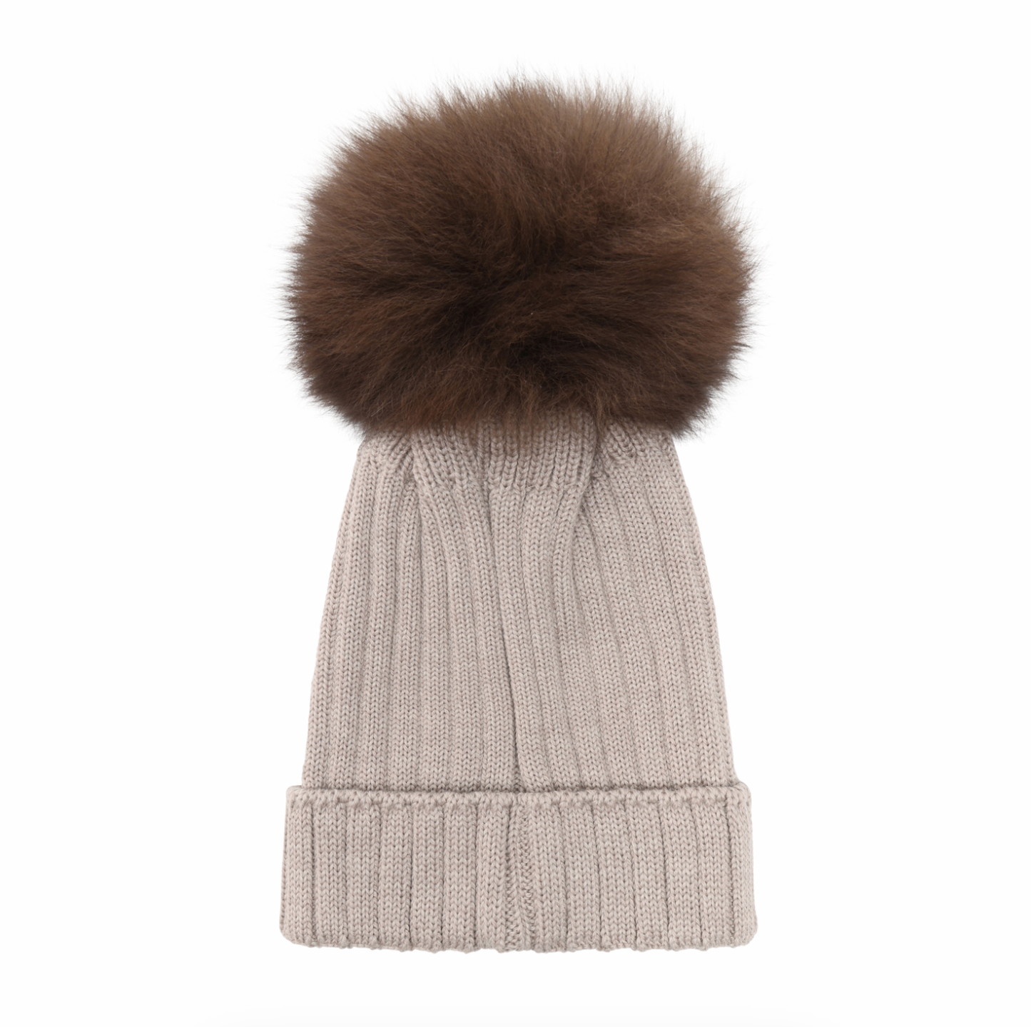 Huttelihut Kids Wool Alpaca Pompom Knit Beanie Camel Melange