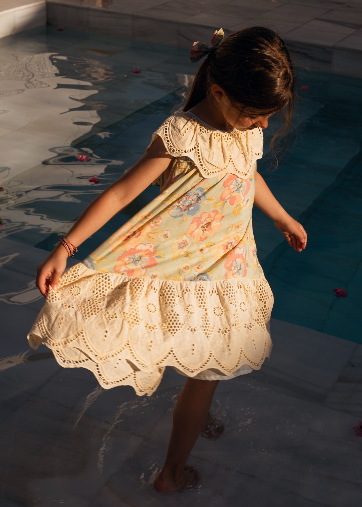 Forest Pastel Floral Lace Garden Heirloom Baby Dress Girls Summer Dress