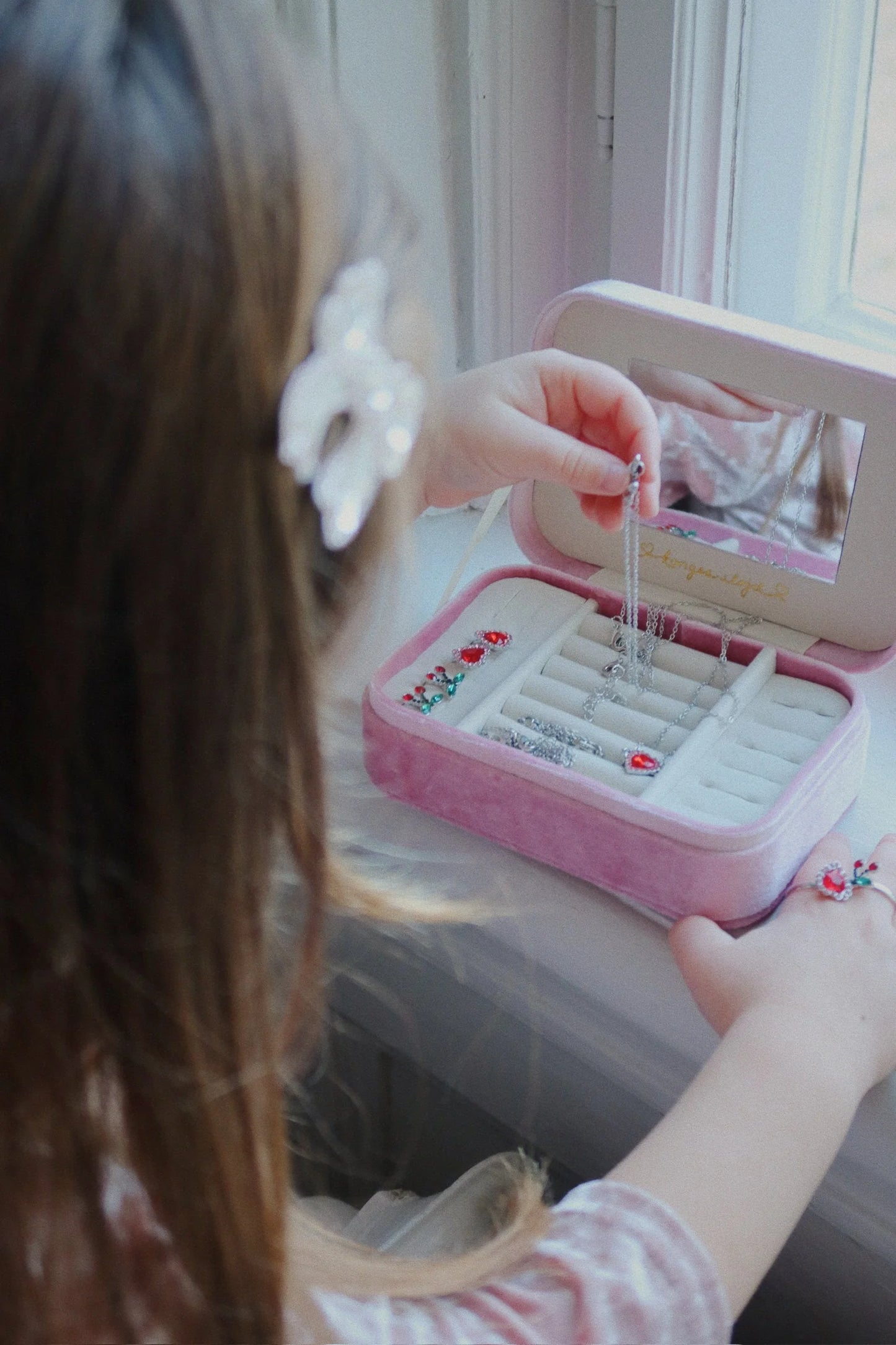 Konges Sløjd All I Wish For Kids Velvet Jewellery Box Pink