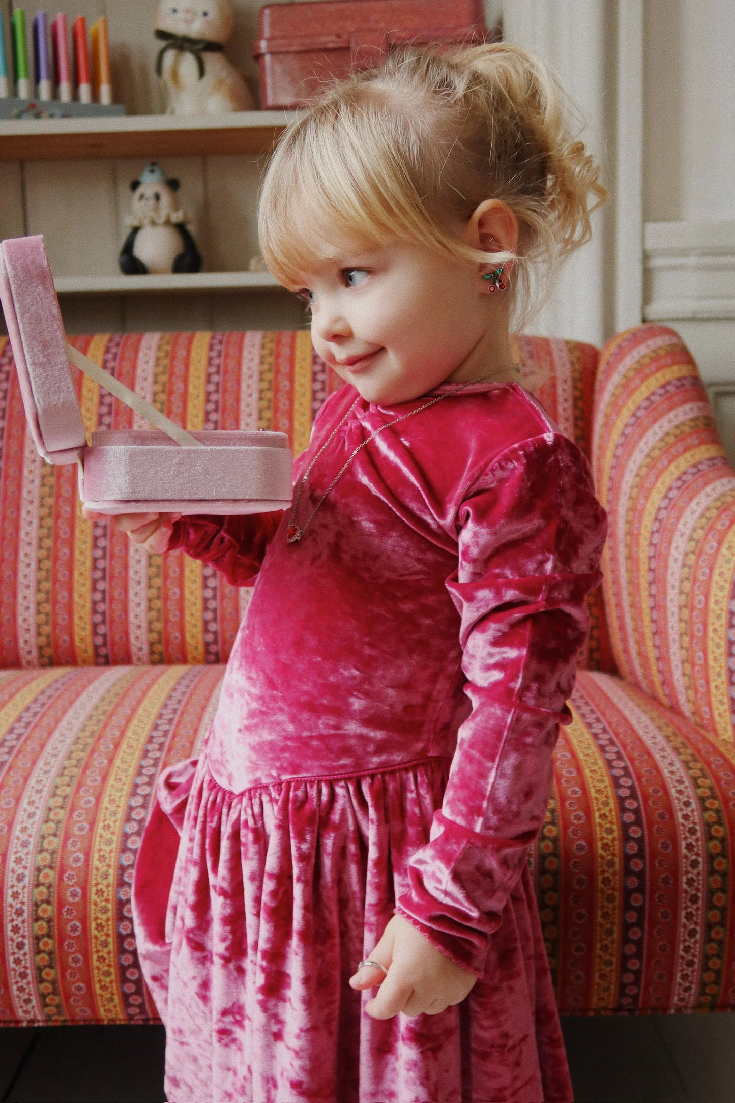 Konges Sløjd All I Wish For Kids Velvet Jewellery Box Pink