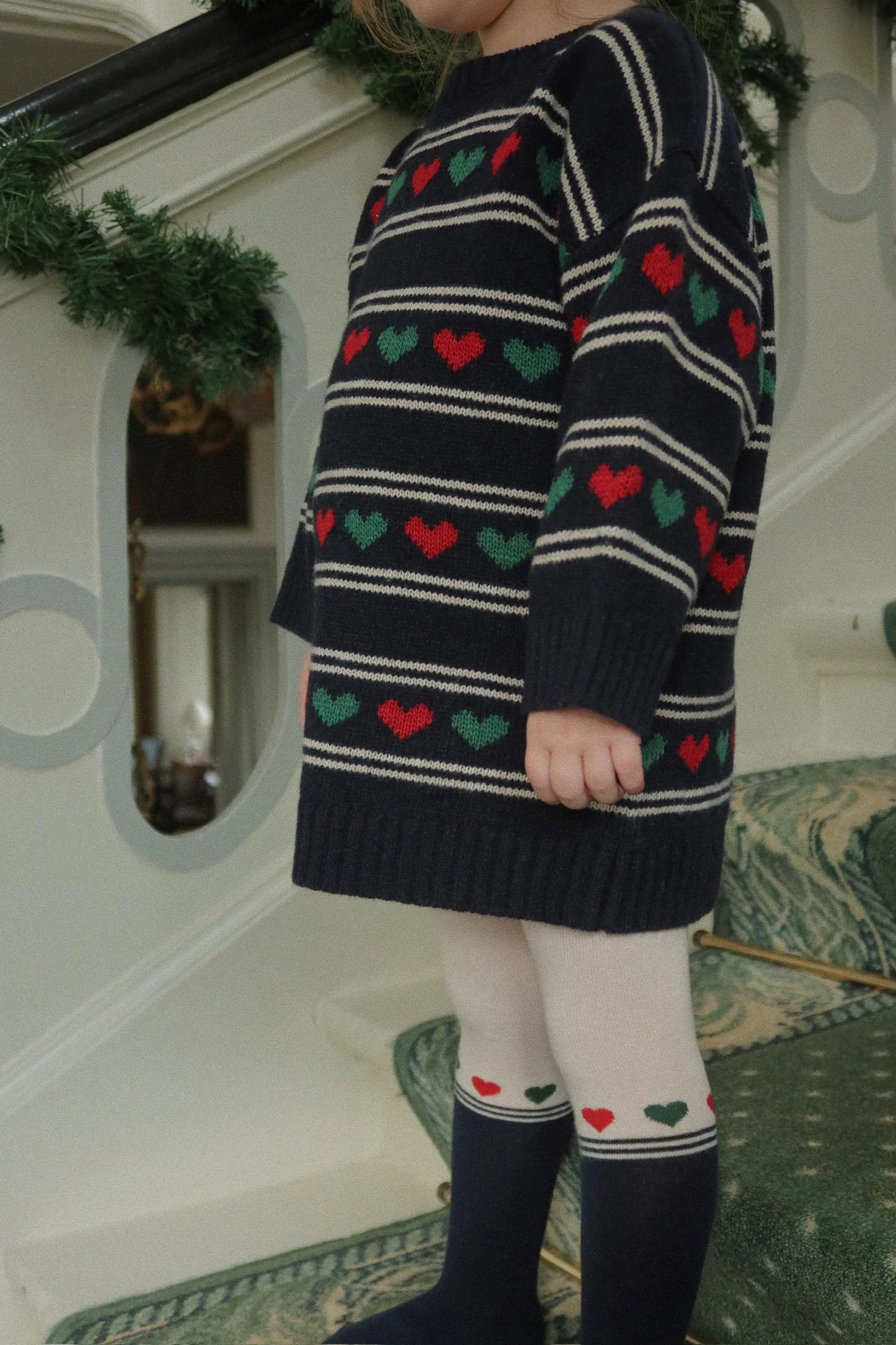 2 Pack Lurex Tights Red Hearts