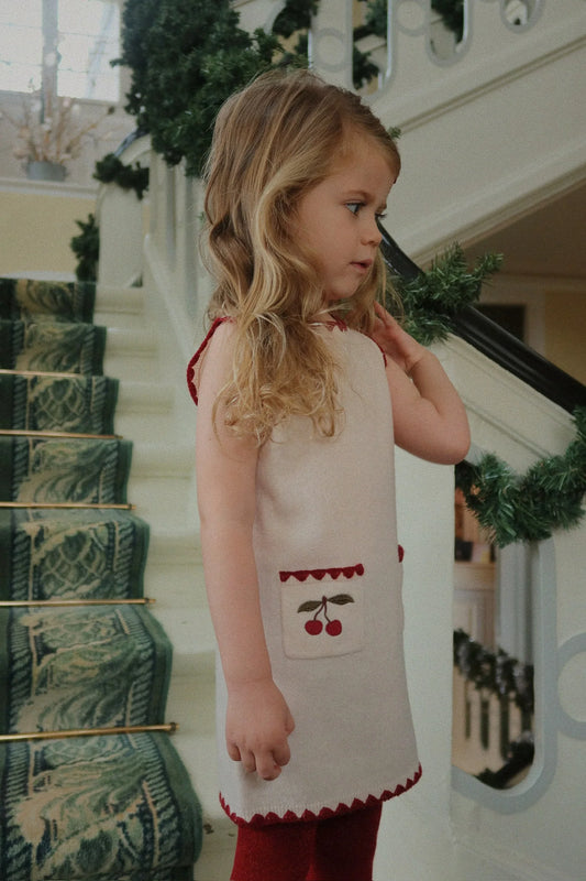 COLLETTE Sleeveless Wool Cherry Dress Off White