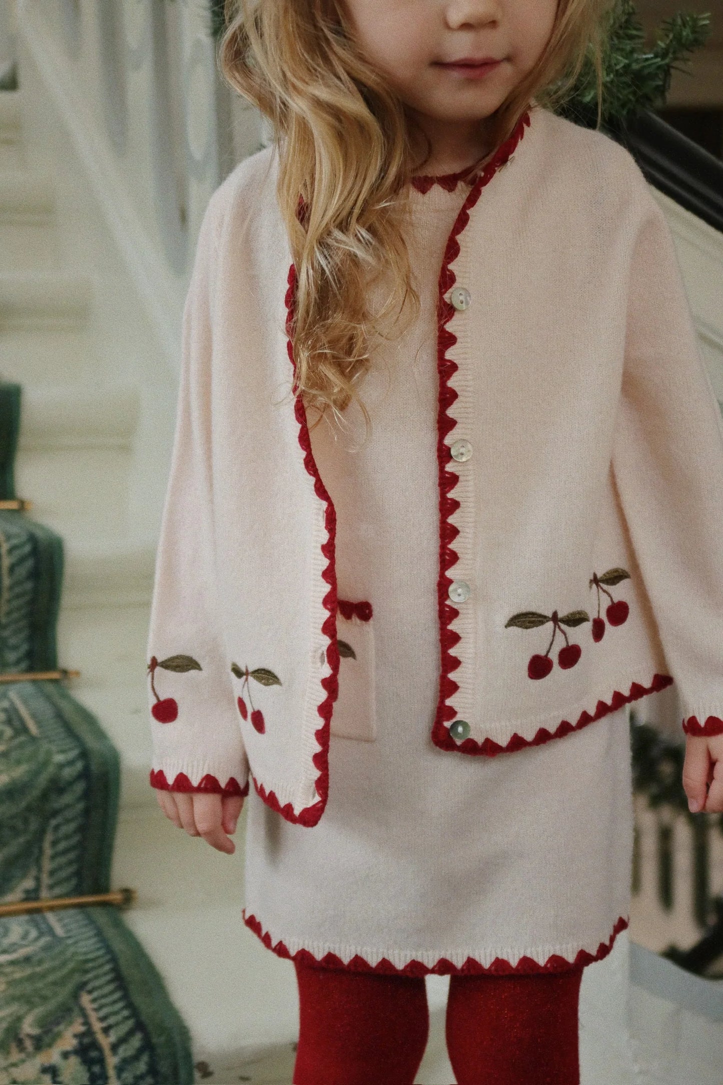 COLLETTE Sleeveless Wool Cherry Dress Off White