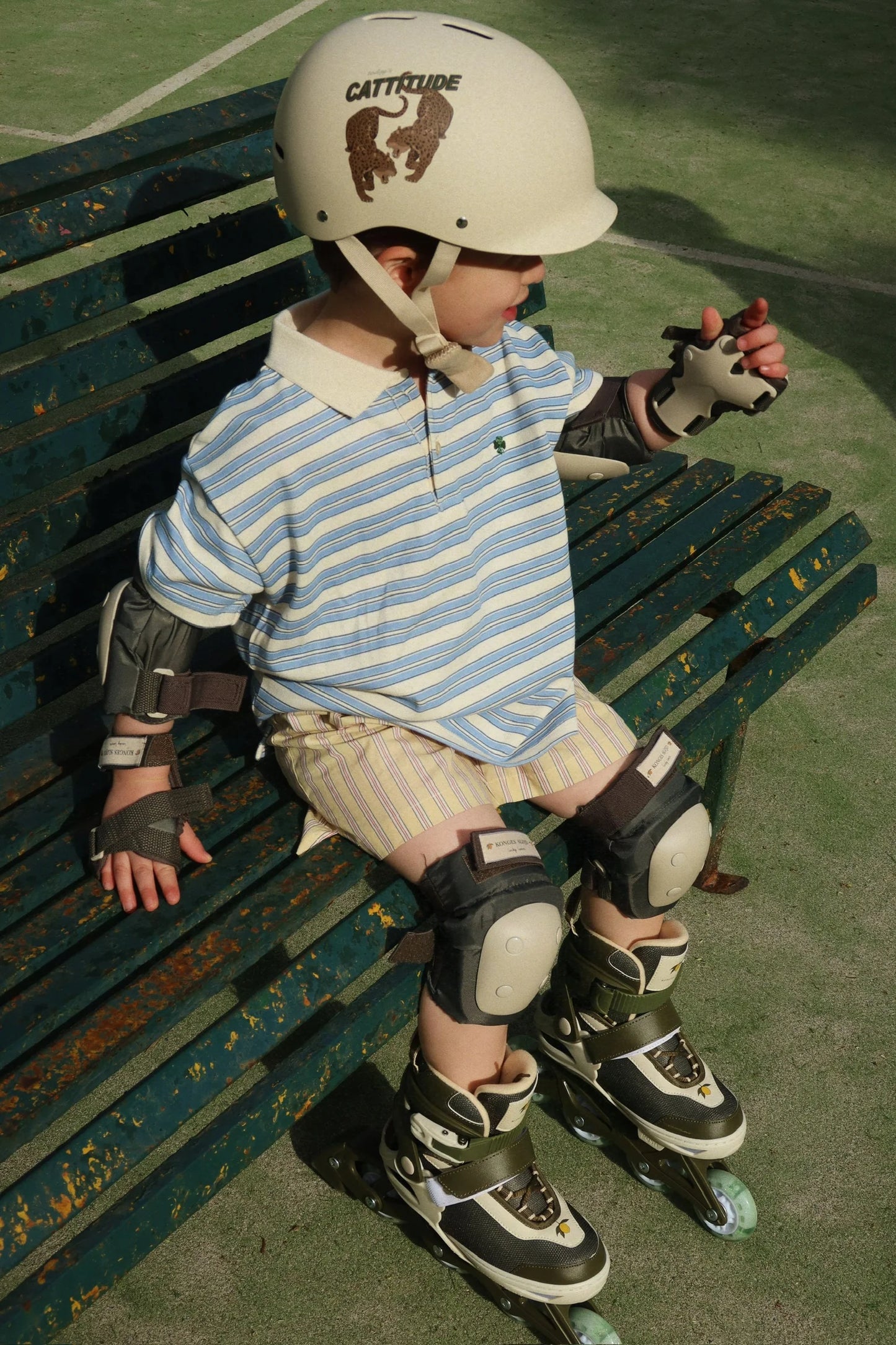 SPOTTY Short Sleeves Organic Cotton Polo Stripe Ciel