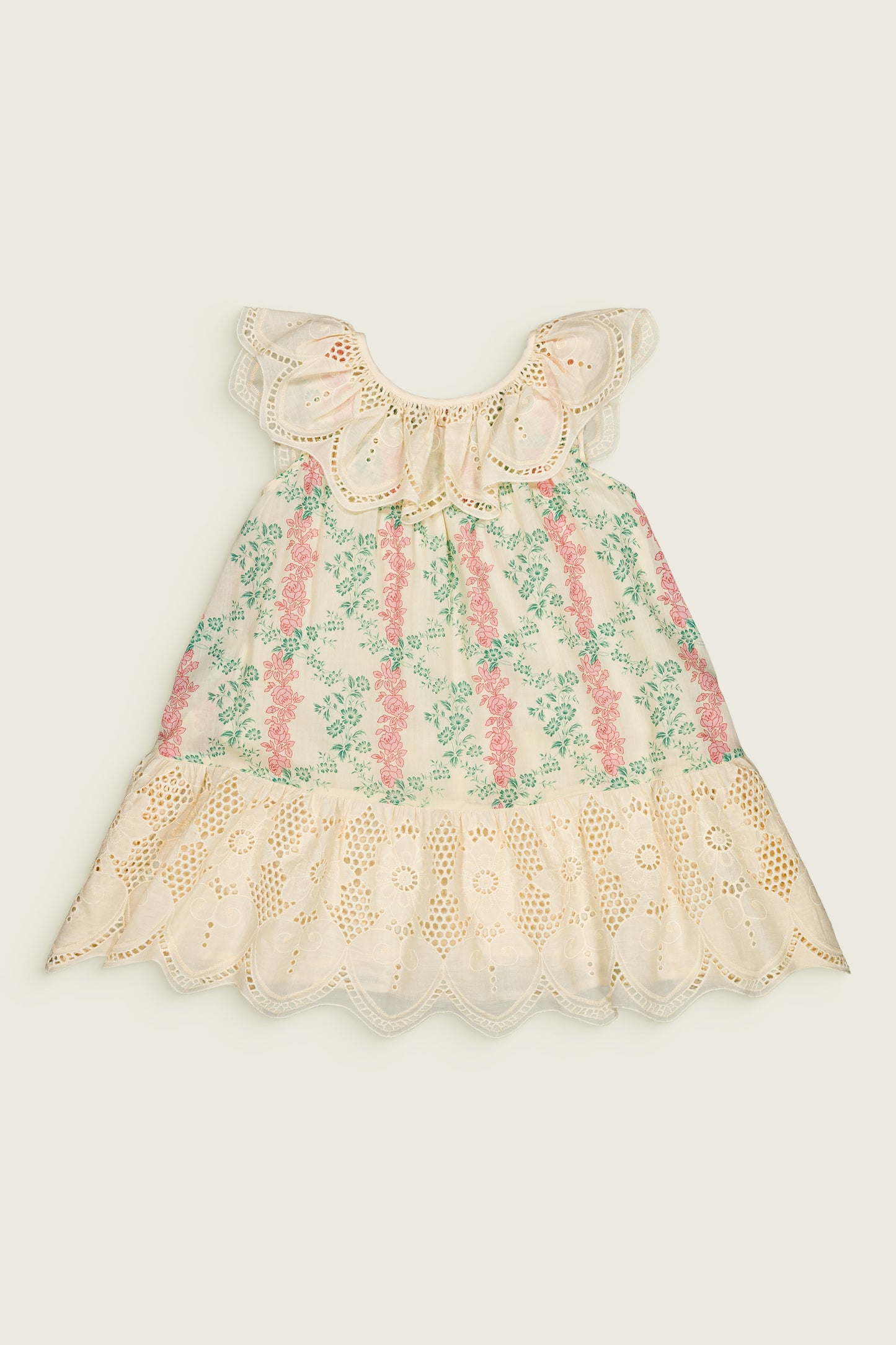 Mimosa Floral Lace Trim Organic Cotton Sleeveless Dress Arabesque