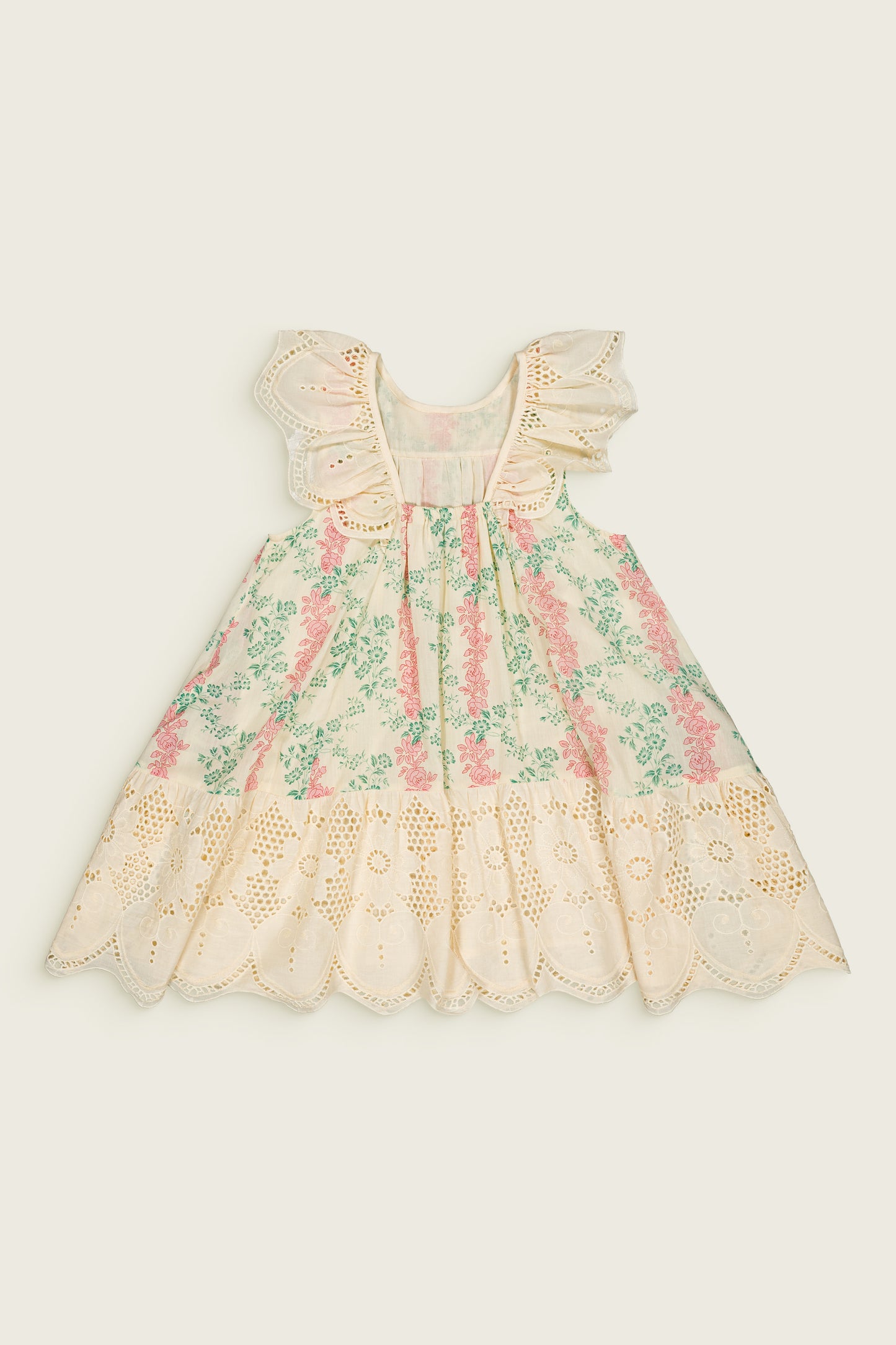 Mimosa Floral Lace Trim Organic Cotton Sleeveless Dress Arabesque