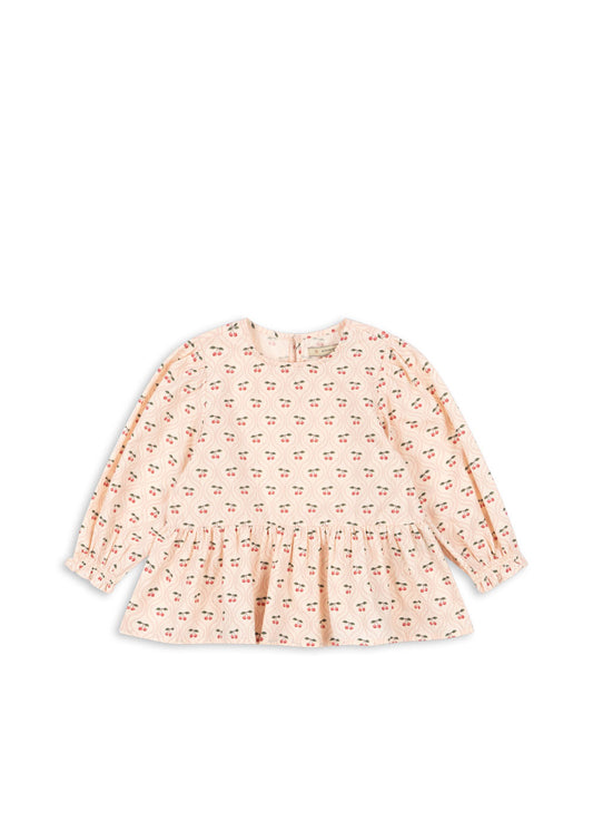 CIANNA Organic Cotton Long Sleeves Cherry Printed Blouse Pale Pink