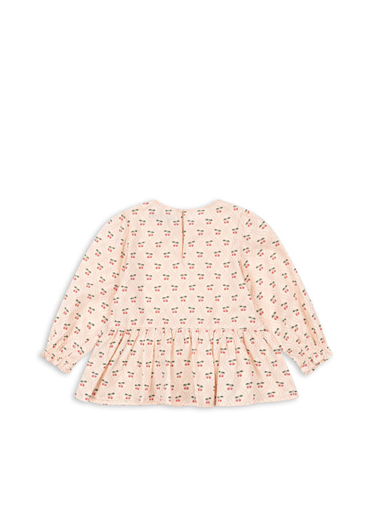CIANNA Organic Cotton Long Sleeves Cherry Printed Blouse Pale Pink
