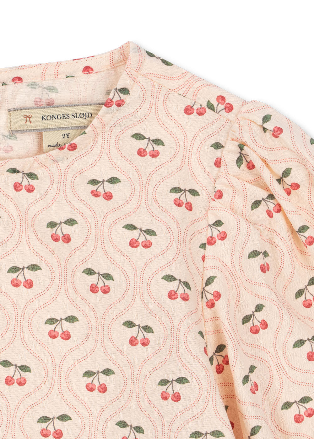 CIANNA Organic Cotton Long Sleeves Cherry Printed Blouse Pale Pink