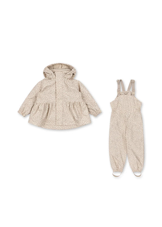 Konges Sløjd Rainy Palme Set Fleece Lined Waterproof Rain Jacket & Pants Milk Tank