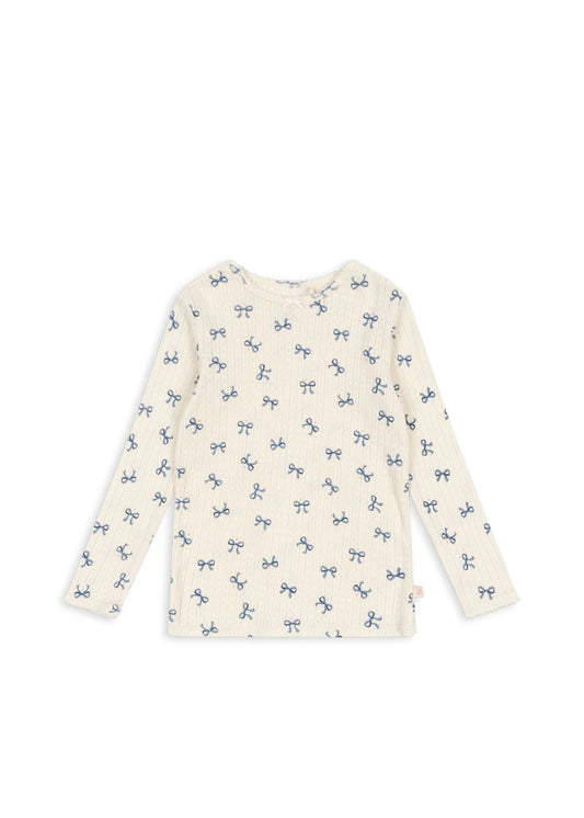 Minnie Organic Cotton Long Sleeves Blouse Bow Blue