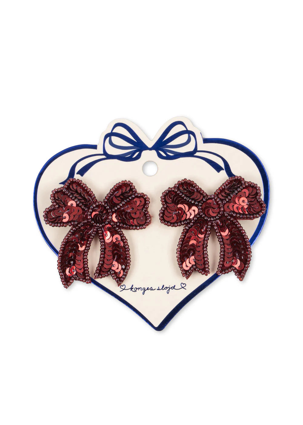 2 Pack Sequin Bow Hair Clip Red