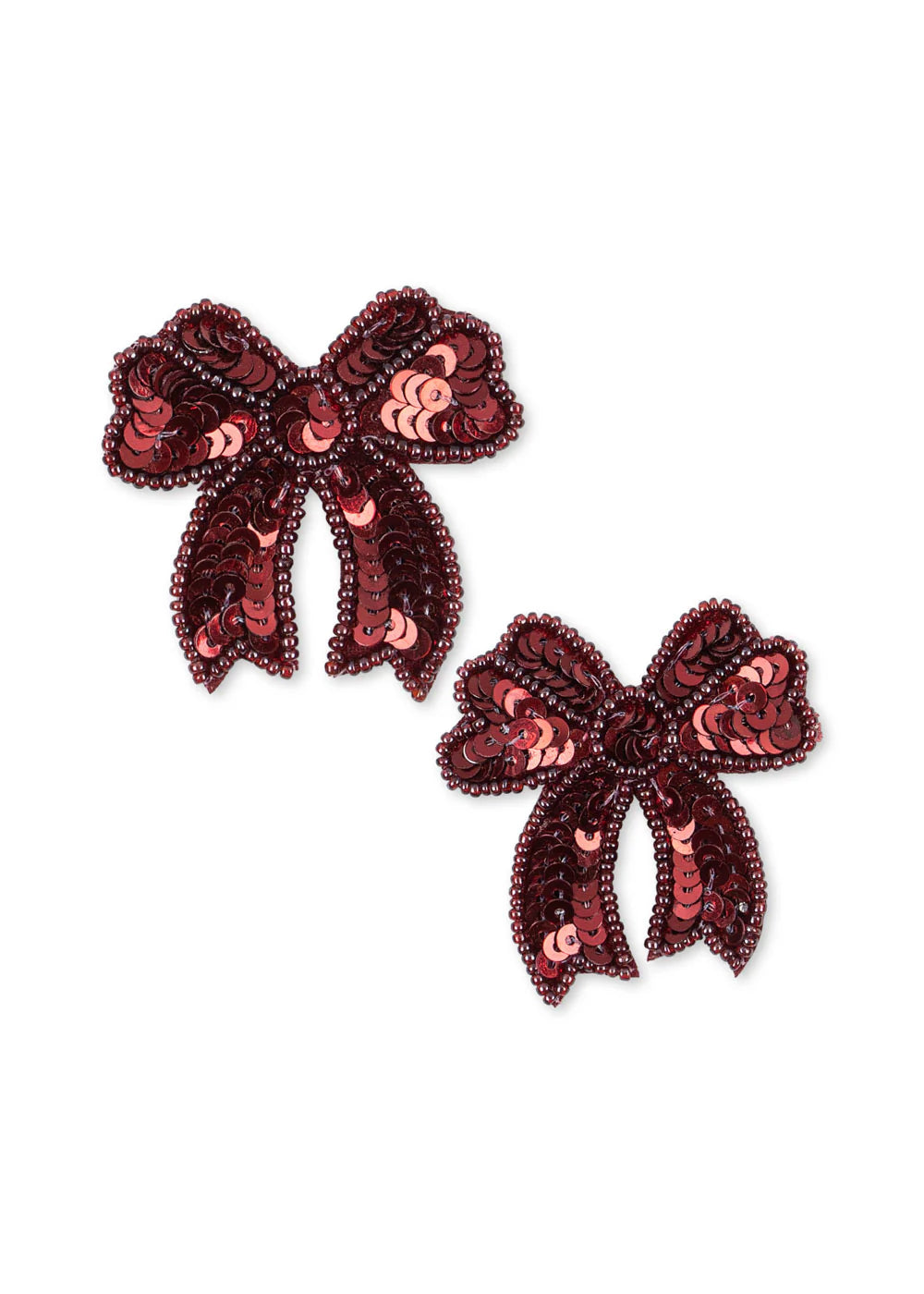 2 Pack Sequin Bow Hair Clip Red