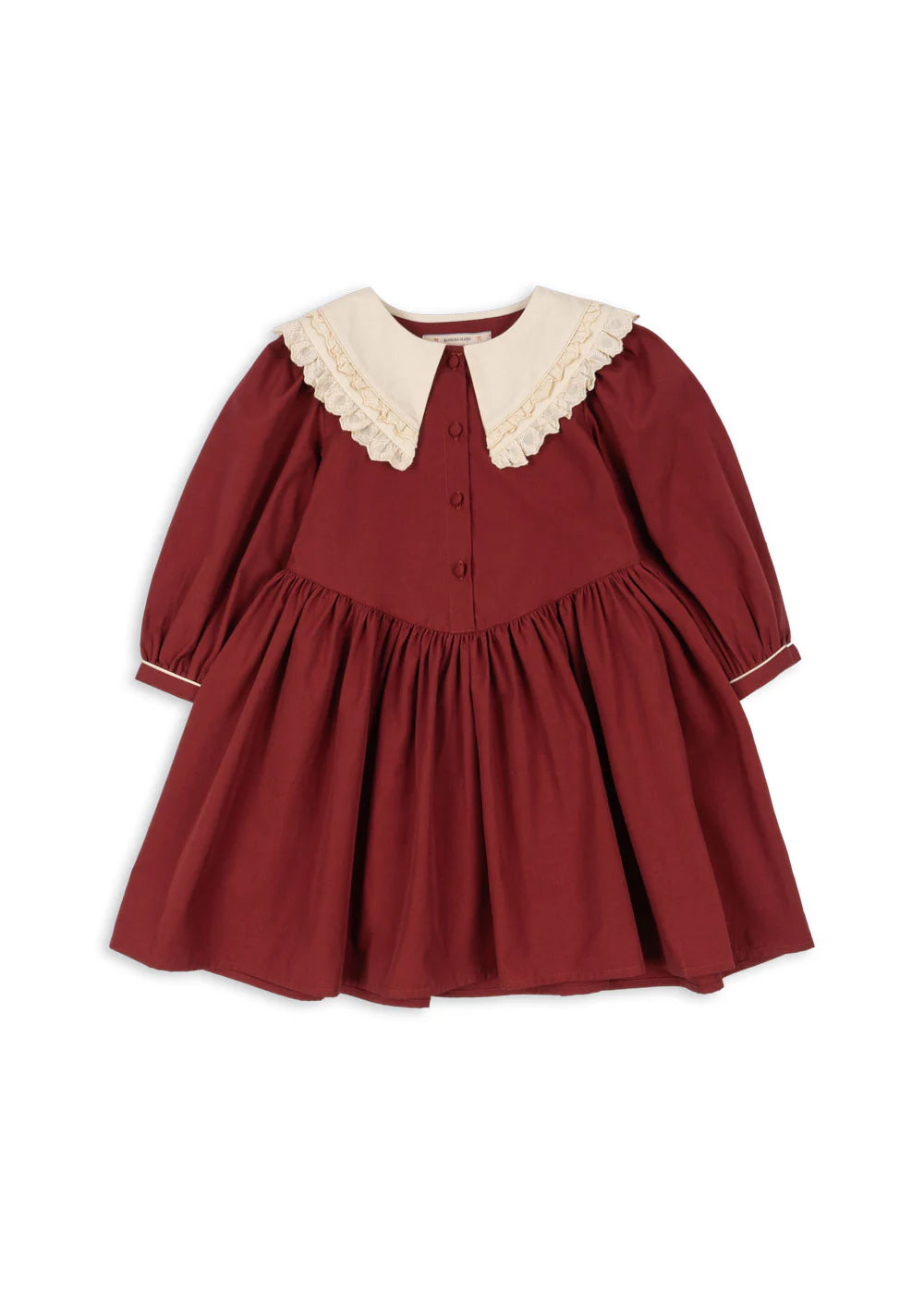 COEUR Vintage Collar Organic Cotton Dress Burgundy