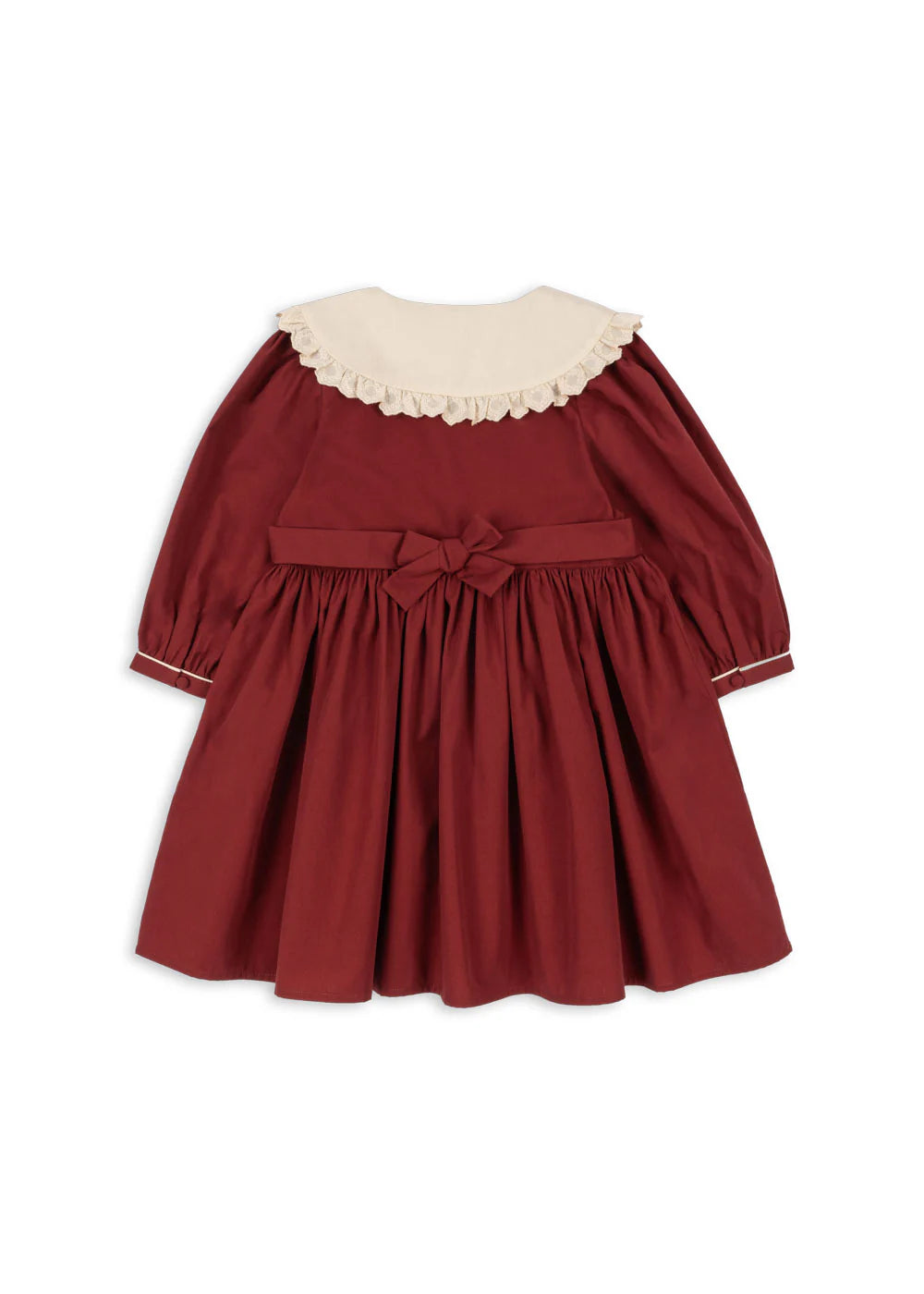 COEUR Vintage Collar Organic Cotton Dress Burgundy