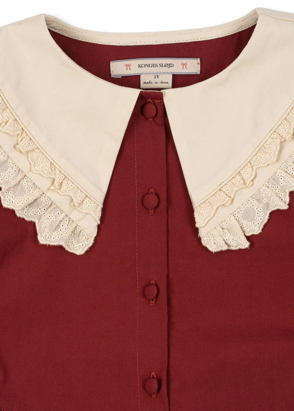 COEUR Vintage Collar Organic Cotton Dress Burgundy