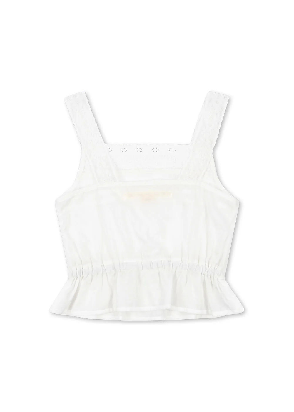 Konges Sløjd MORA Girls White Cotton Peplum Top Eyelet Lace Summer Tank Top