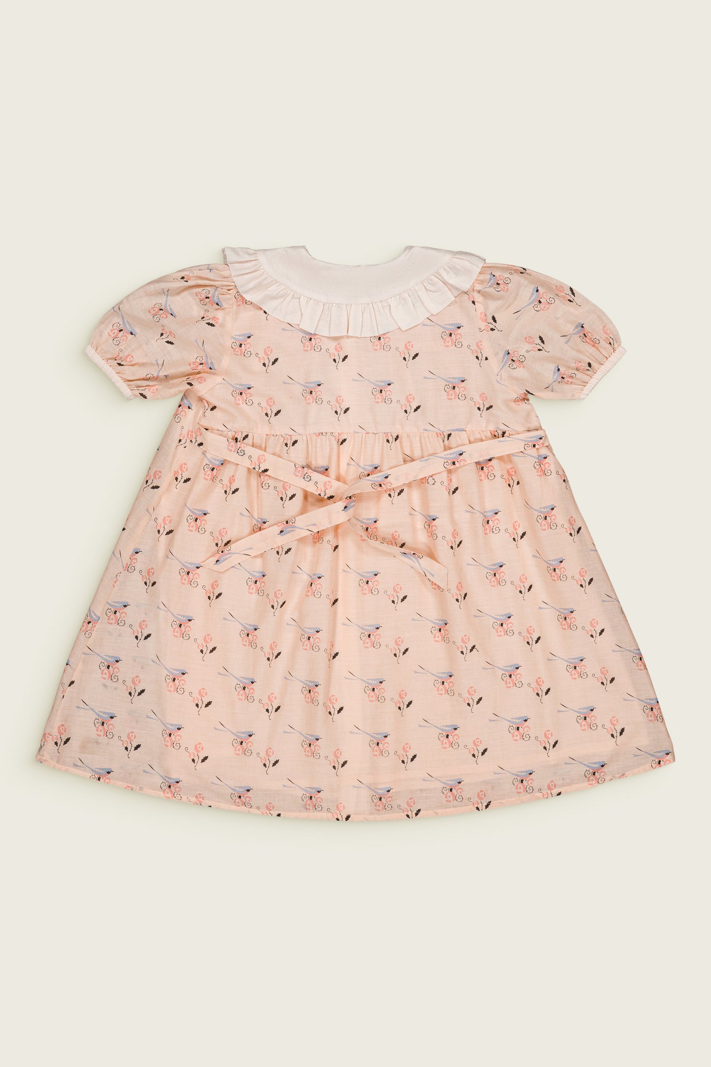 Sesame Vintage Bird Organic Cotton Floral Dress Pink