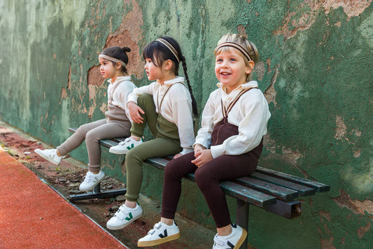 Footless Retro Ribbed Chocolate Brown Striped with Braces Tight