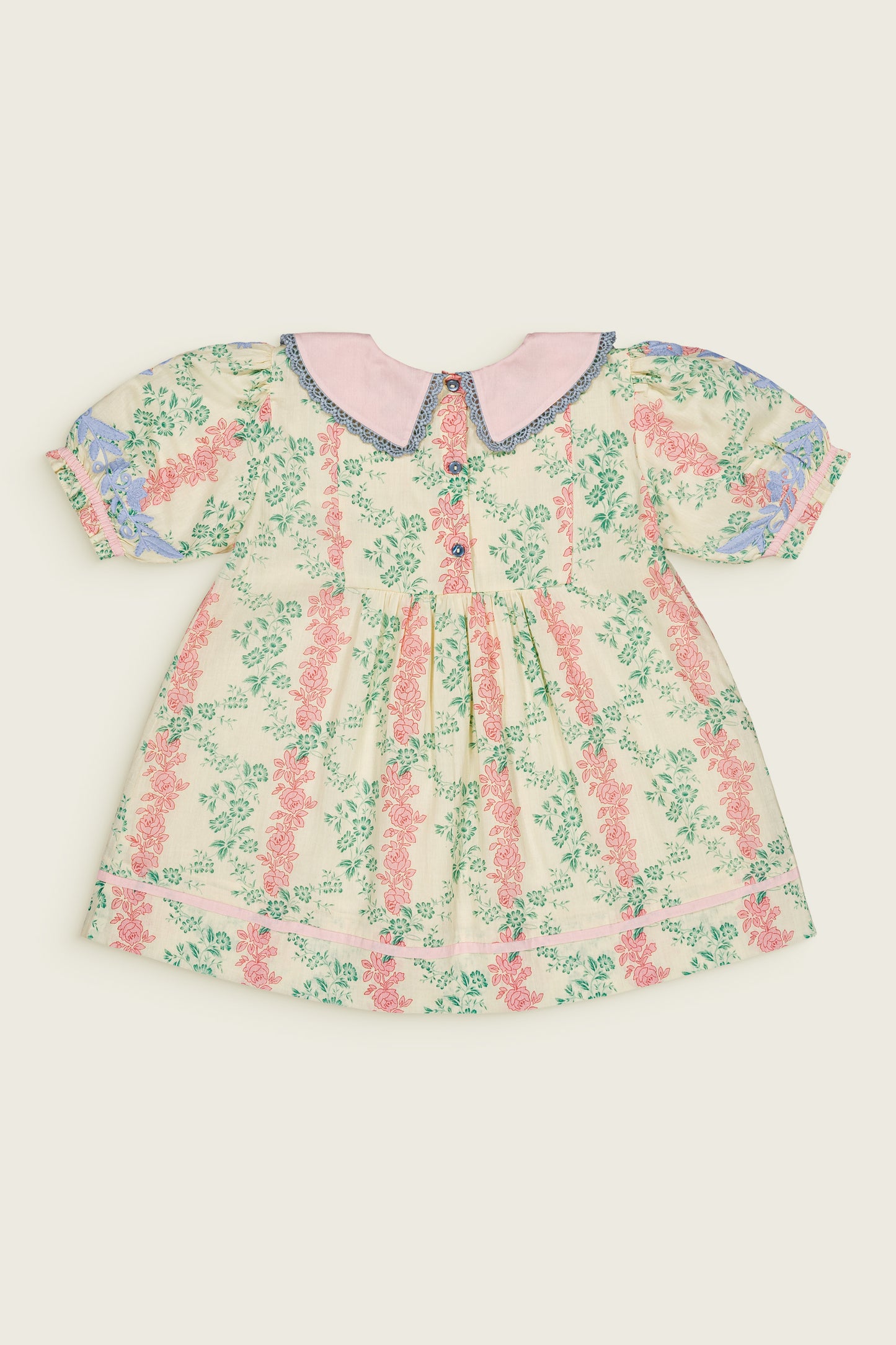 French-Inspired Floral Baby Short Sleeves Collar Organic Cotton Blouse Arabesque