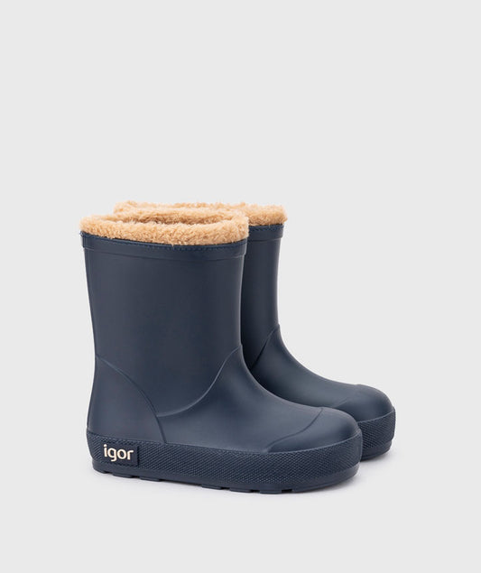 IGOR Yogi Borreguito Kids Fleece Lined Rain Boots Navy