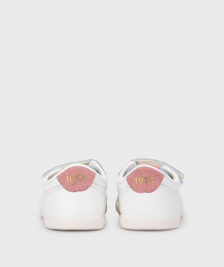 IGOR Tennis Rosa Kids Leather Sneakers White & Pink