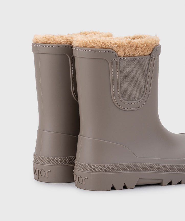 IGOR Verona Borrego Kids Fleece Lined Rain Boots Taupe