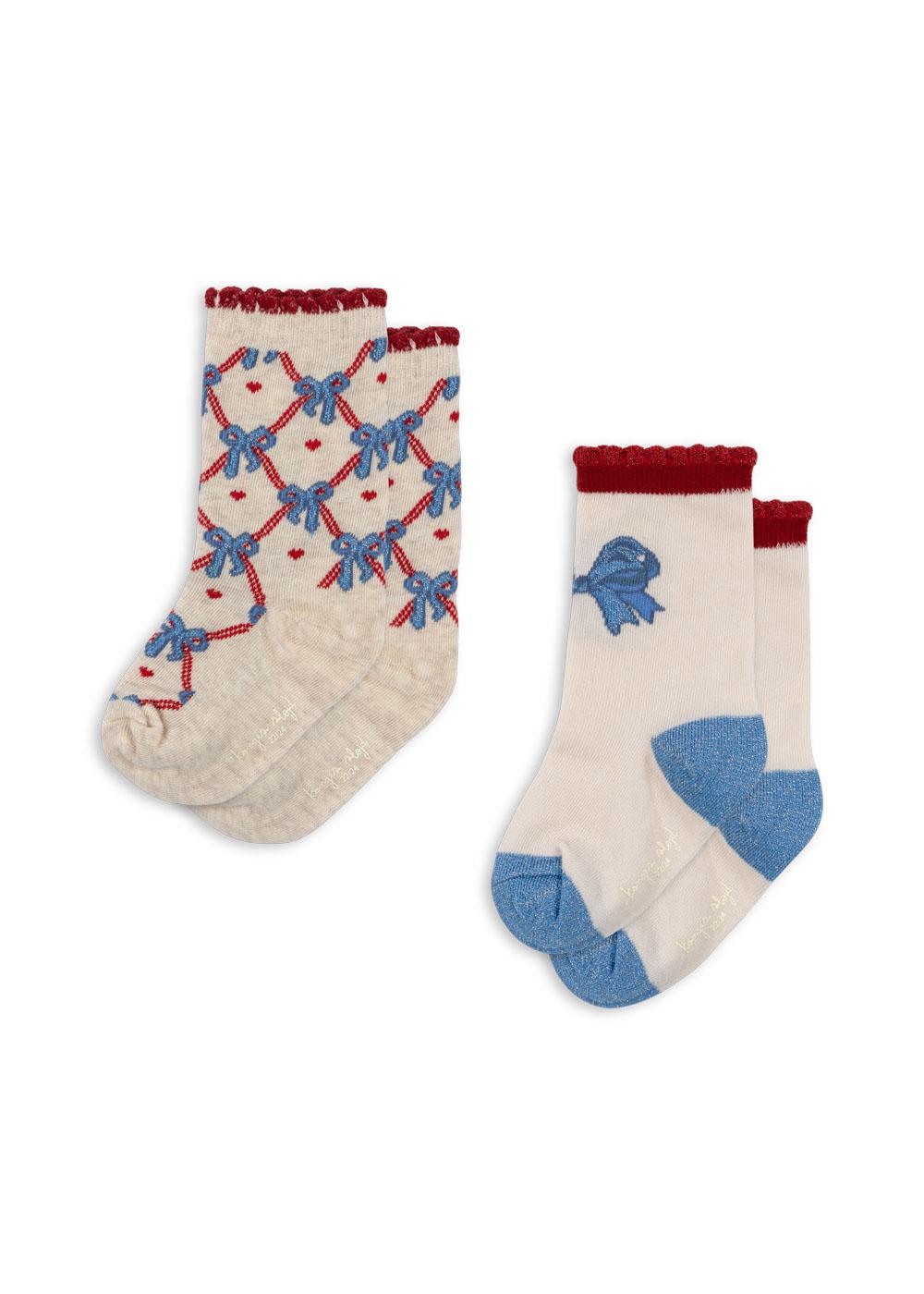 2 Pack Jaquard Organic Cotton Bow Socks