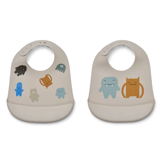 Tilda Printed Bib 2 Pack Monster