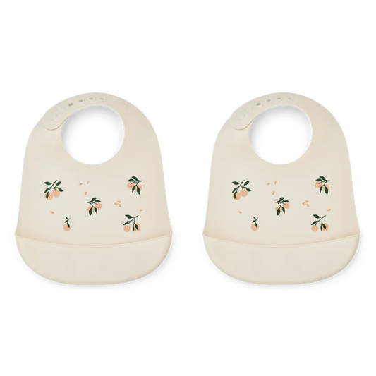 Tilda Printed Bib 2 Pack Peach