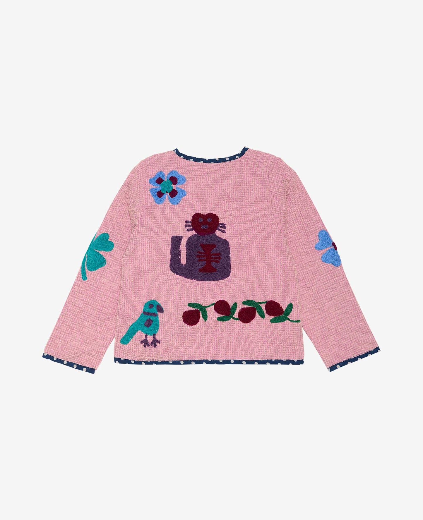 Sissel Edelbo Clio Pink Embroidered Waffle Cotton Top & Tie-Front Jacket Set Rose
