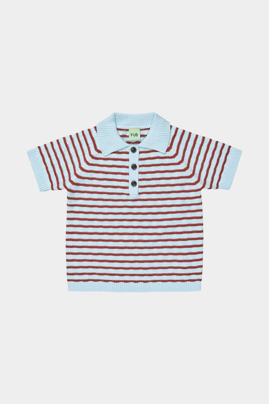 Organic Cotton Short Sleeves Checked Polo Light Blue