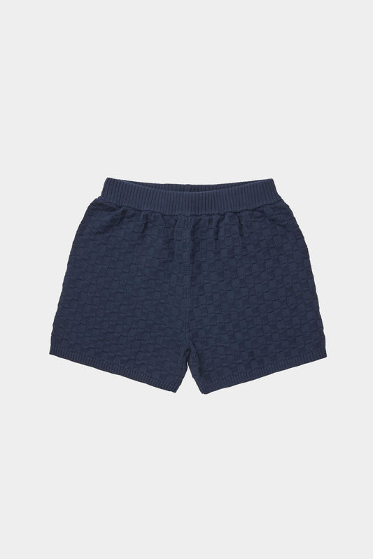 Organic Cotton Summer Checked Shorts Dark Navy